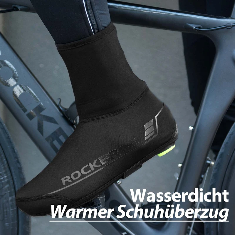 ROCKBROS Fahrrad Überschuhe Winter warm Überzieher für Radsport Schwarz