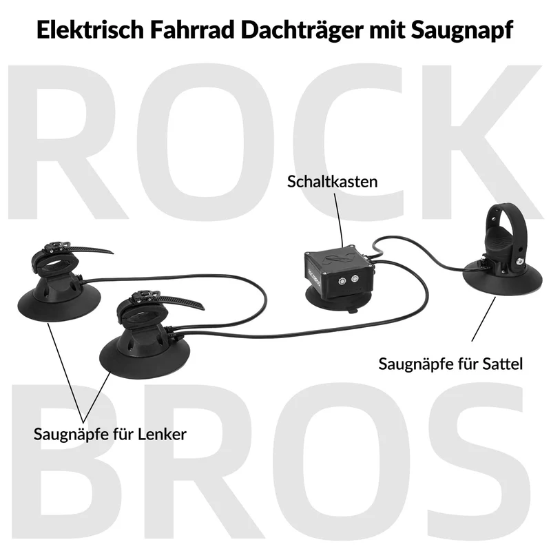 ROCKBROS Tragbar Fahrradträger elektrisch Fahrrad Dachträger mit Saugnapf