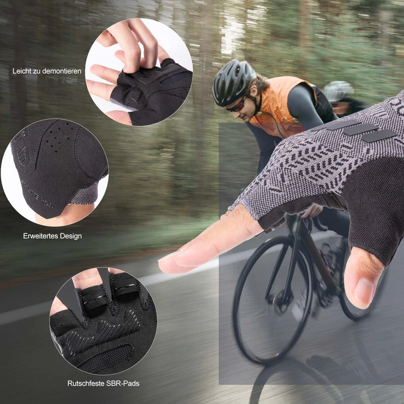 ROCKBROS Half Finger Shock Absorbing Cycling Handschuhe Sommer Herren