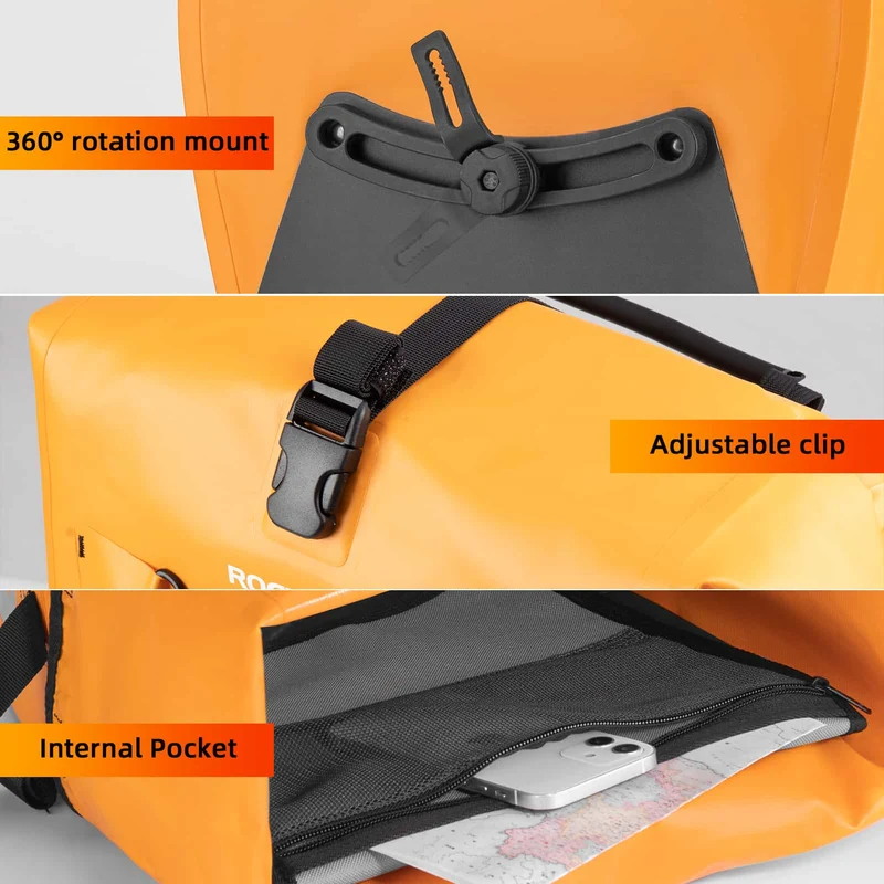 ROCKBROS Gepäckträgertasche 25L-32L 100 % wasserdicht mit Tragegriff