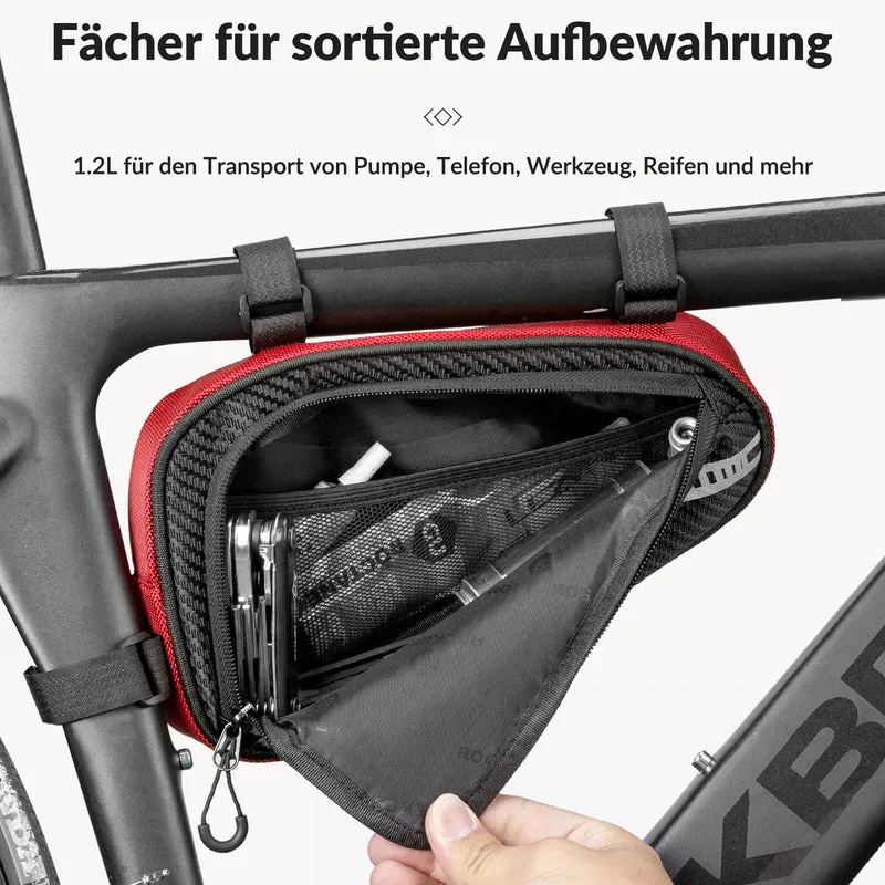 ROCKBROS Rahmentasche wasserdicht Dreieckstasche für MTB & Rennräder 1,2L