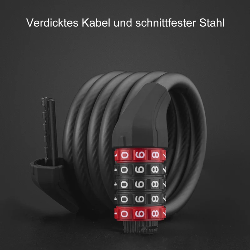 ROCKBROS Fahrradschloss mit 5-stelligem Zahlencode aus PVC und Stahl