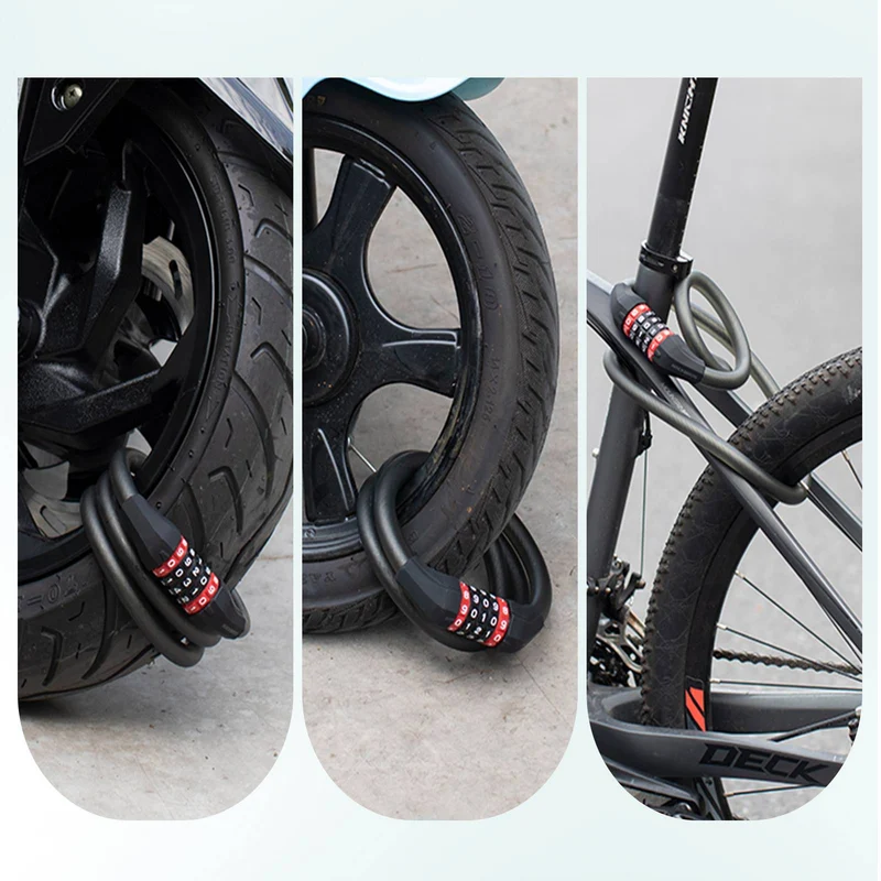 ROCKBROS Fahrradschloss mit 5-stelligem Zahlencode aus PVC und Stahl