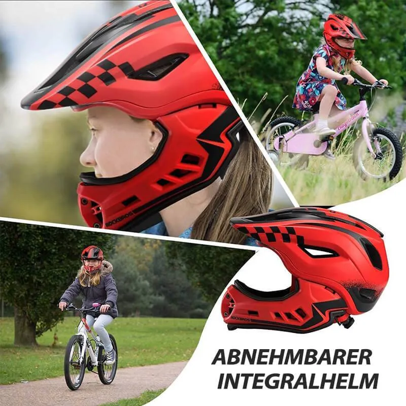 ROCKBROS Kinderhelm Integralhelm mit Abnehmbare Kinnschutz für Jungen/Mädchen