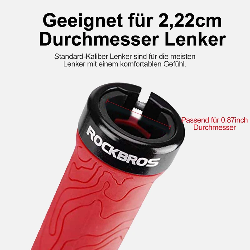 ROCKBROS Ultra-Leicht Fahrradgriffe aus Gummi mit Aluminium Lock-on Design