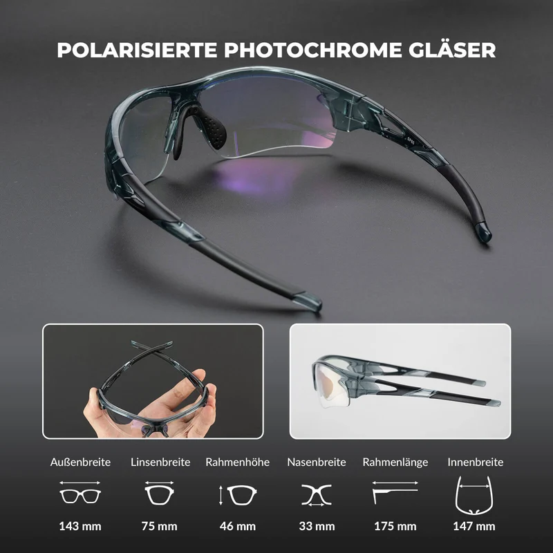 Photochromatische Fahrradbrille für Damen und Herren