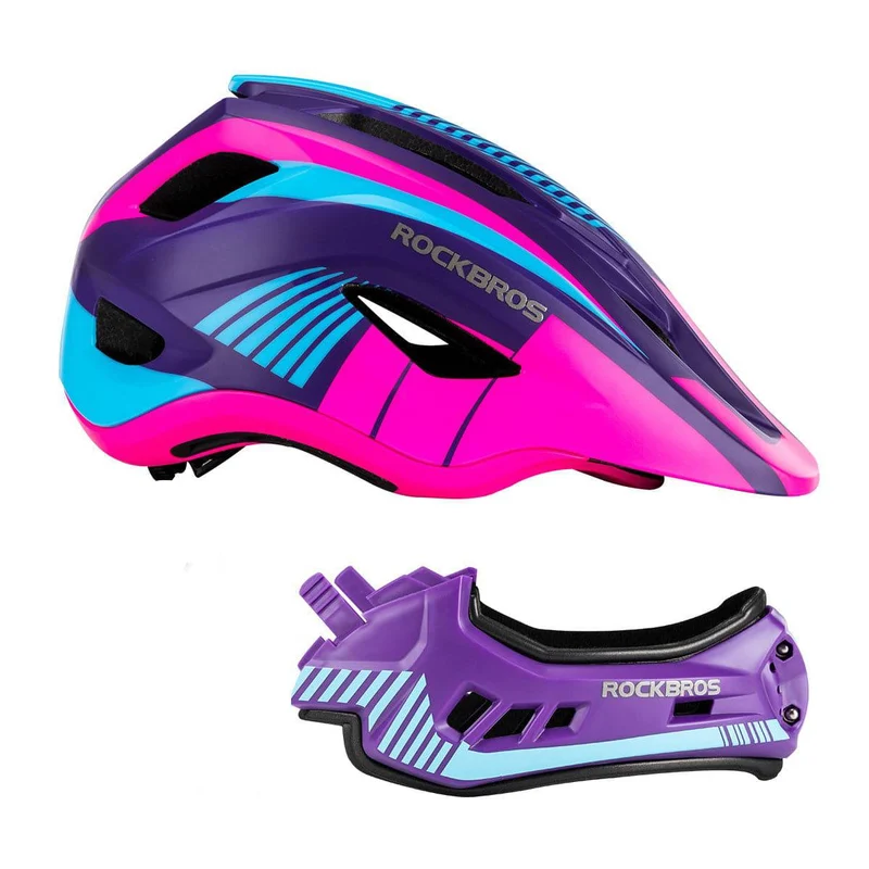ROCKBROS Kinder helm Integriert Fahrradhelm mit Abnehmbarem Kinnschutz