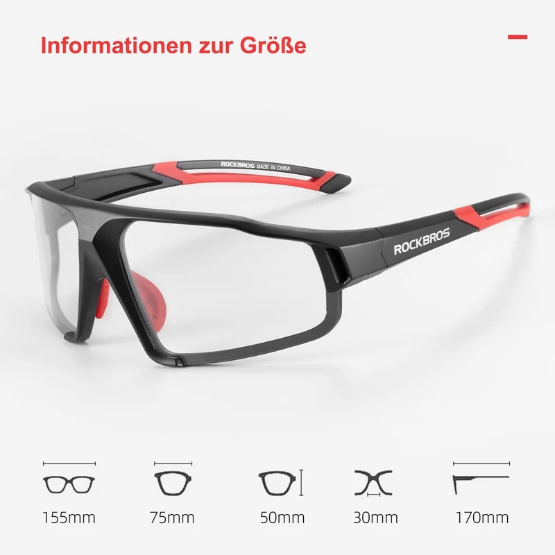 ROCKBROS Photochrome Sonnenbrille für Outdoor-Aktivitäten Unisex