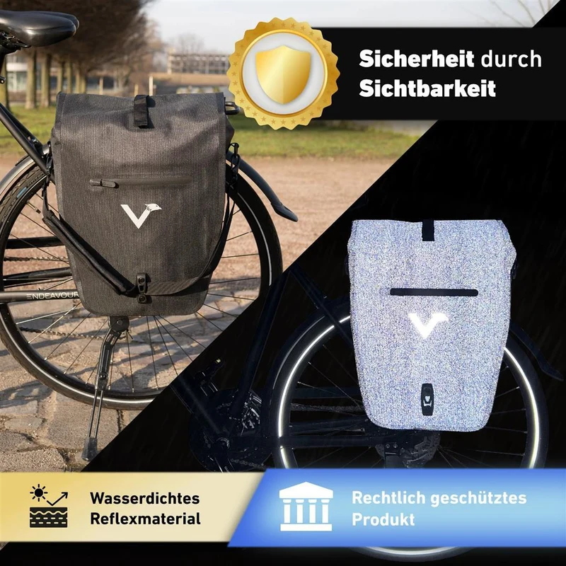 Valkental Bike Bag Urban Praktische 2in1 Gepäckträgertasche im urbanen Look 22 L inkl. Umhängegurt