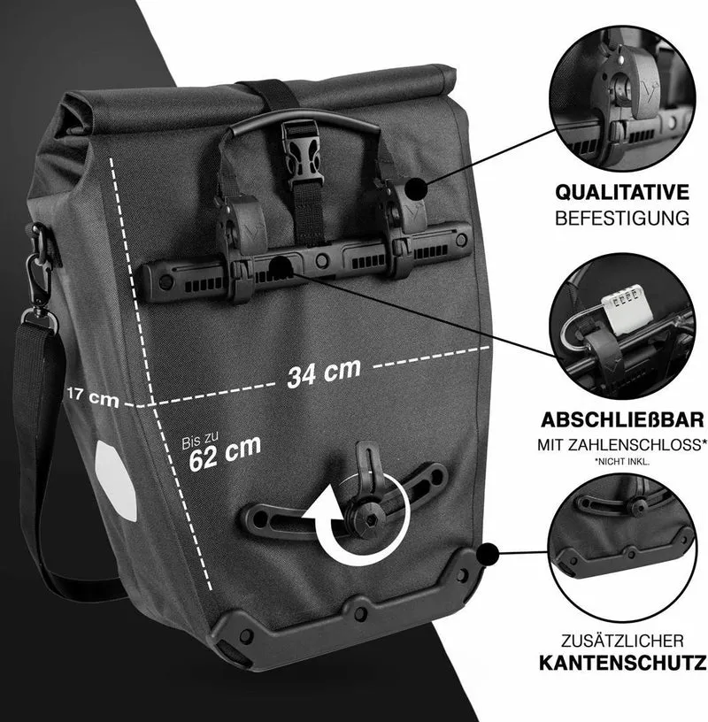 Valkental Bike Bag Urban Praktische 2in1 Gepäckträgertasche im urbanen Look 22 L inkl. Umhängegurt