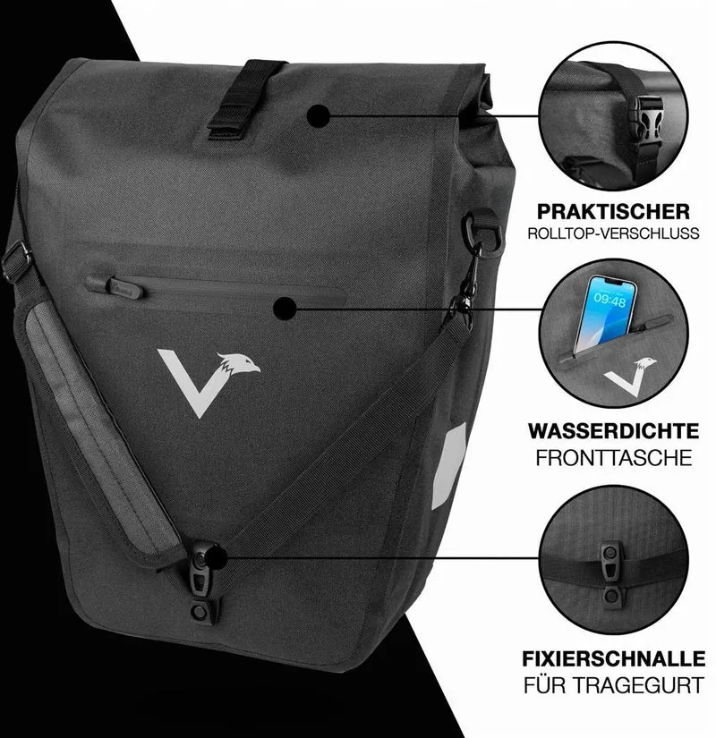 Valkental Bike Bag Urban Praktische 2in1 Gepäckträgertasche im urbanen Look 22 L inkl. Umhängegurt