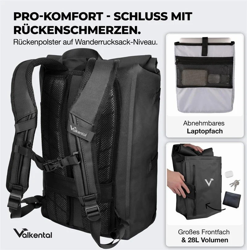 Valkental TrailX 2in1 Fahrradtasche & Rucksack für jeden Untergrund 28 L