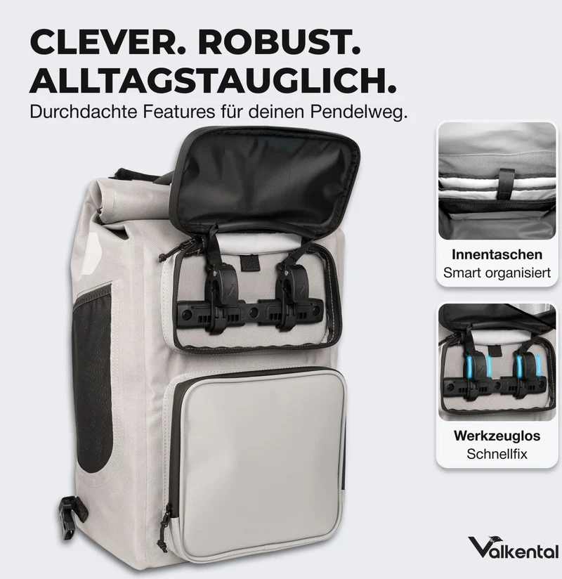Valkental UrbanX 2.0 2in1 Fahrradtasche & Rucksack für die Stadt 28 L