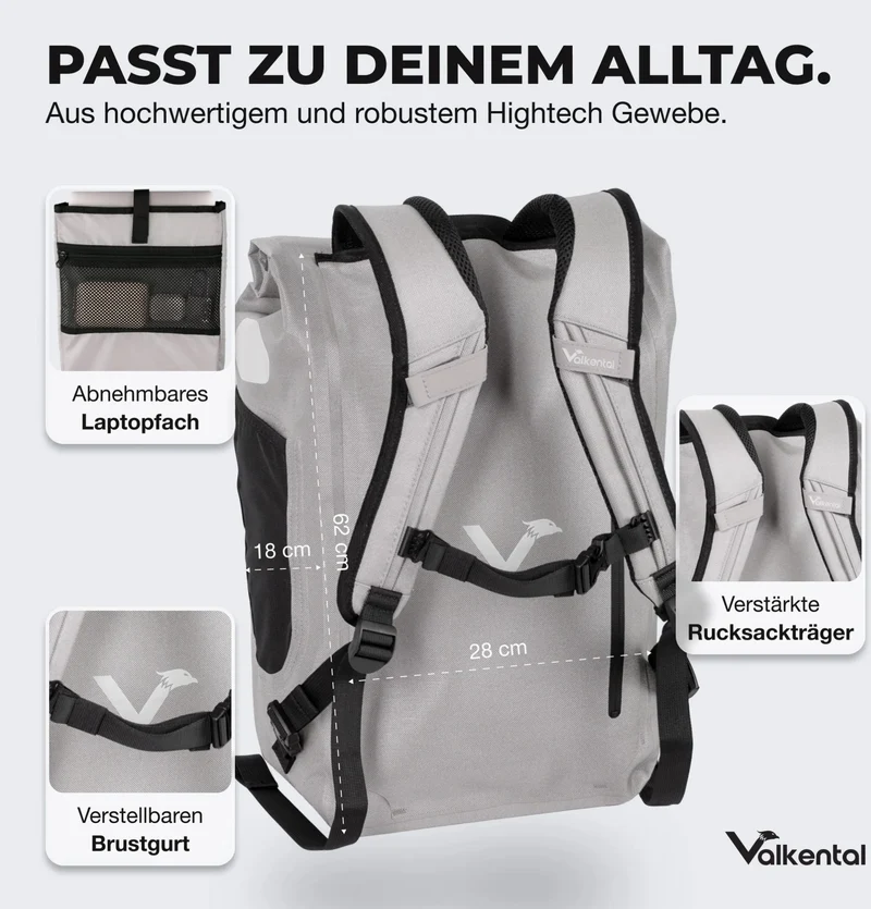 Valkental UrbanX 2.0 2in1 Fahrradtasche & Rucksack für die Stadt 28 L