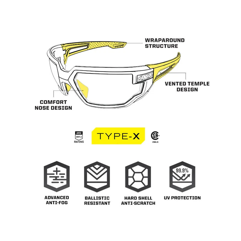 Mechanix Wear - Typ-X-Brille (Klarglas)