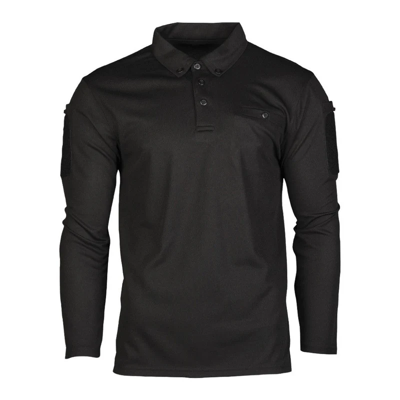 Mil-Tec - Herren Tactical Quickdry Langarm-Polo // Schwarz