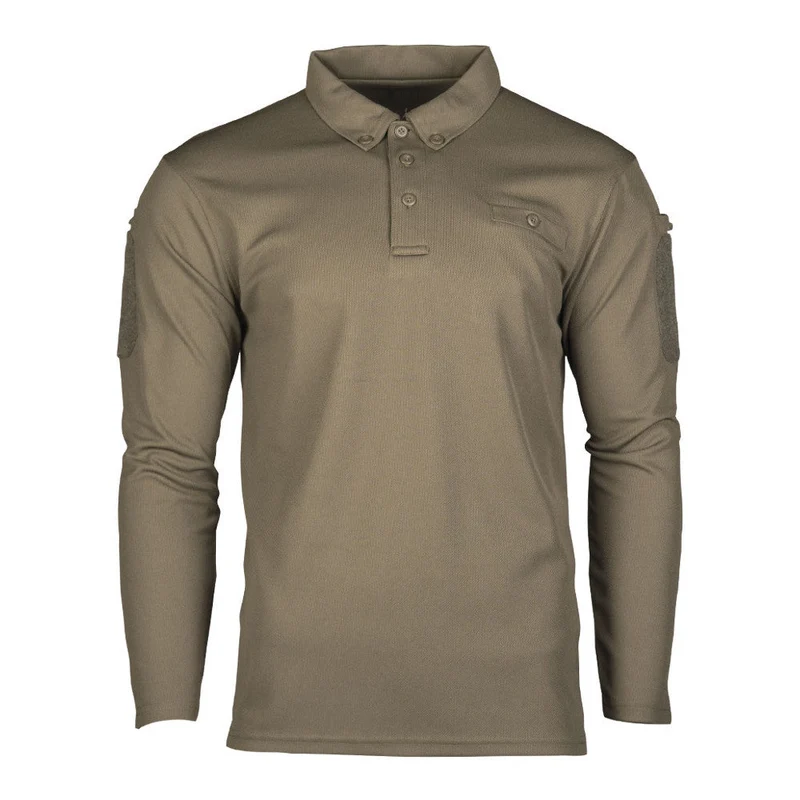 Mil-Tec - Herren Tactical Quickdry Langarm-Polo // Olivgrün
