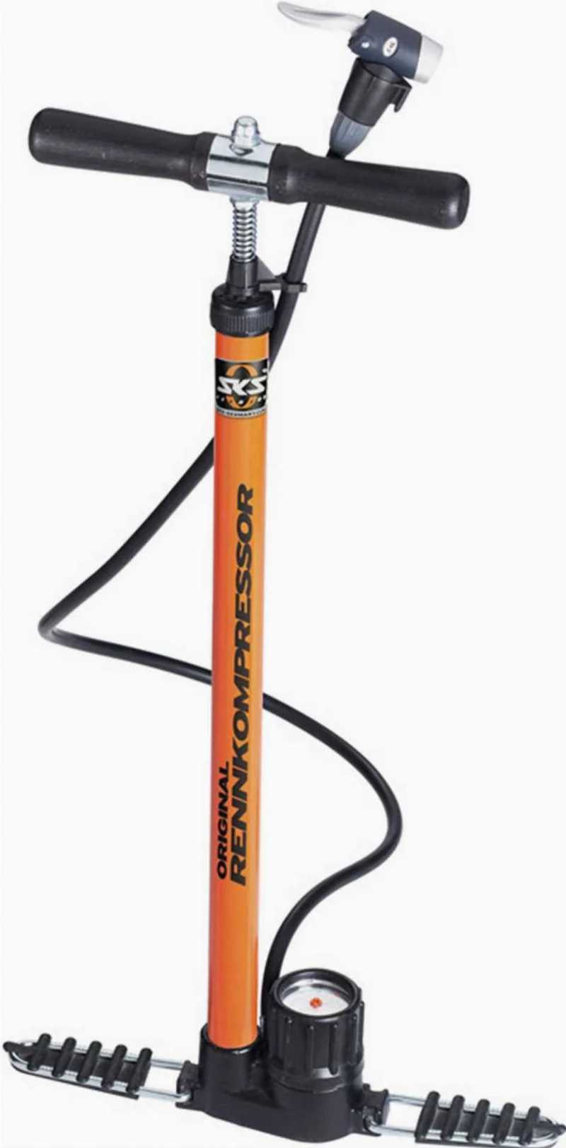 SKS GERMANY Rennkompressor Standpumpe orange Ventilkopf