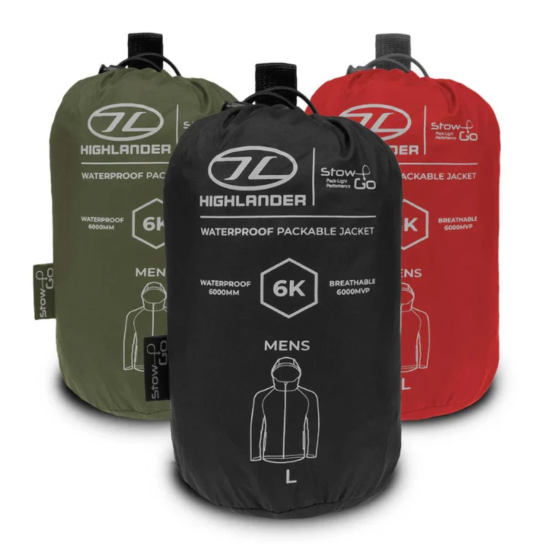 Highlander - Stow & Go Wasserdichte Regenjacke für Herren // Olivgrün