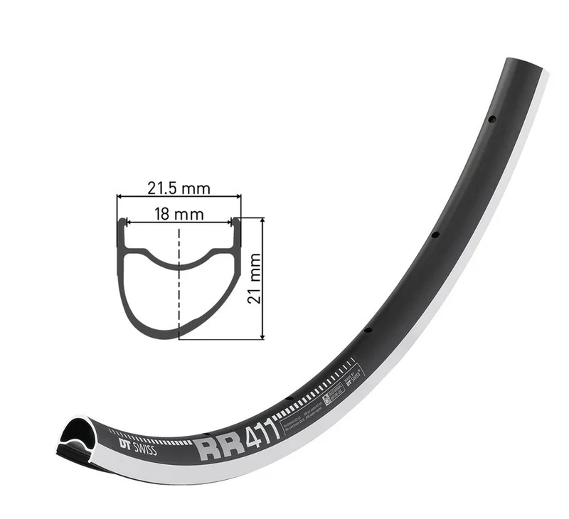 DT Swiss Felge RR 411 asym. 28", schwarz, 24 Loch, 622-18