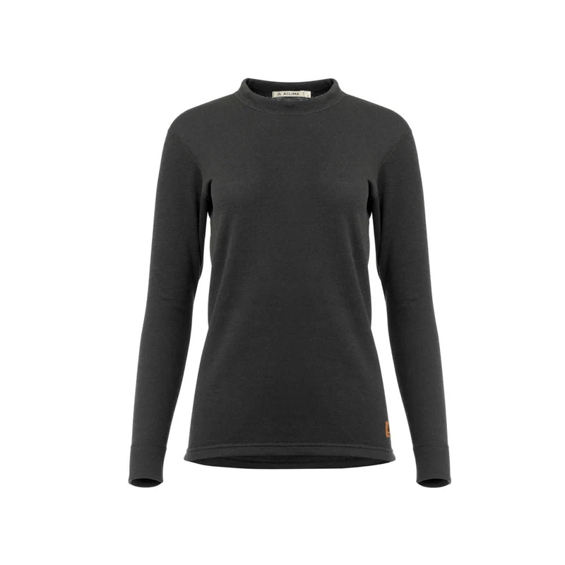 Aclima - Wollfrottee, 220 g, Damen-Rundhalsausschnitt // Schwarz