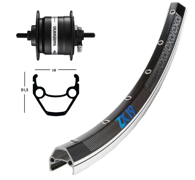 Winora V-Rad 26x1.75Nabend.DHC3000 sz.Starr 36L Exal ZX 19 schw./silb.Niro-Spei.(sz)