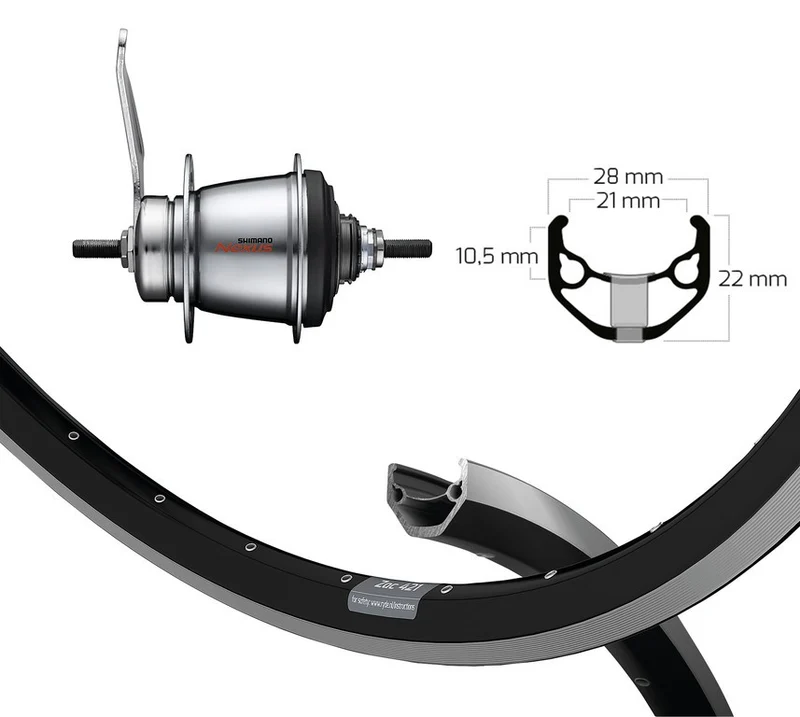 Winora H-Rad 28x1.75 RB.-Nabe Shim.7-f.36L Ryde ZAC 421 sz. Niro-Spei. 2,0/2,34 si.