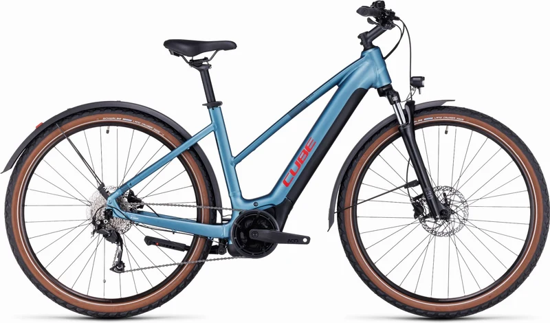 Cube Nuride Hybrid Performance 500 Wh Allroad E-Bike Trapeze 28" metalblue´n´red