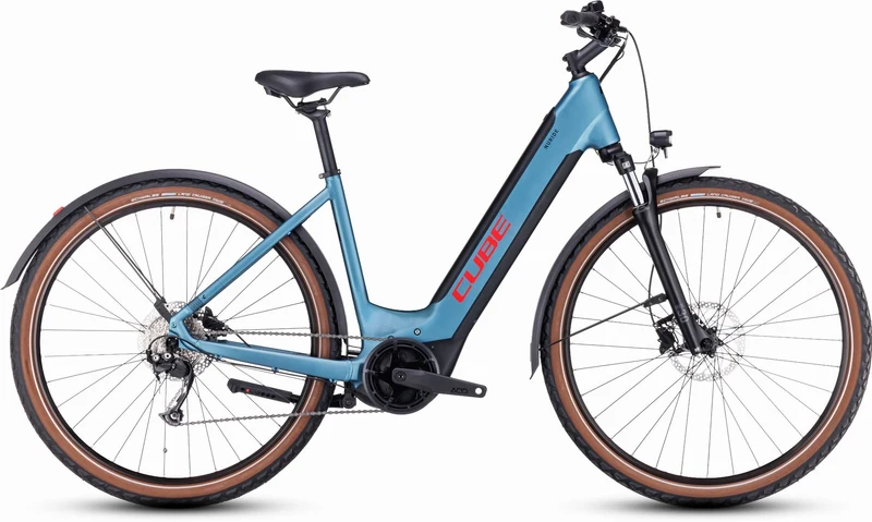 Cube Nuride Hybrid Performance 625 Wh Allroad E-Bike Easy Entry 28" metalblue´n´red