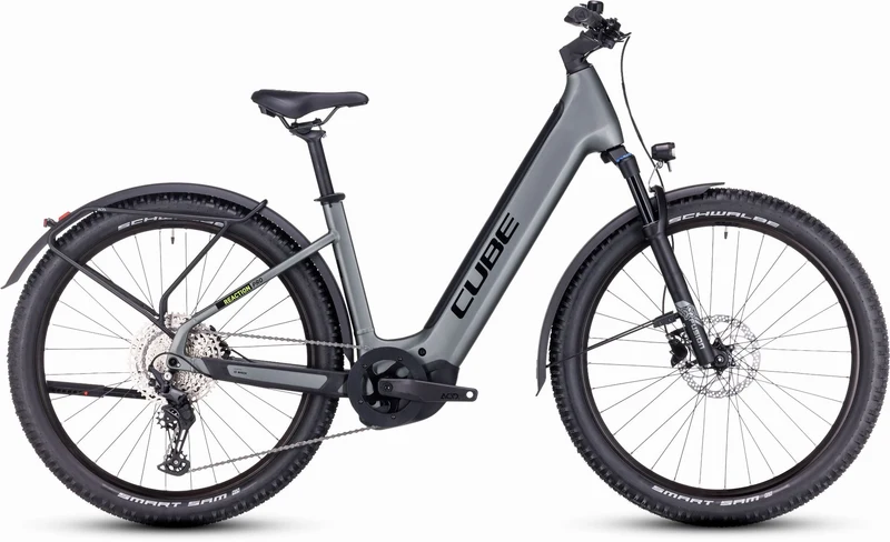 Cube Reaction Hybrid Pro 500 Wh Allroad E-Bike Hardtail Easy Entry 27,5" flashgrey´n´green