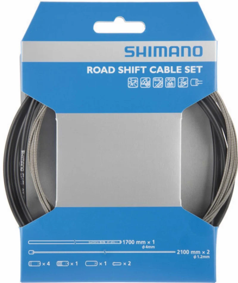 Shimano Schaltzug-Set Road Edelstahl, Edelstahl, 2x 2.100 mm, OT-SP41, 1.700 mm, Schwarz