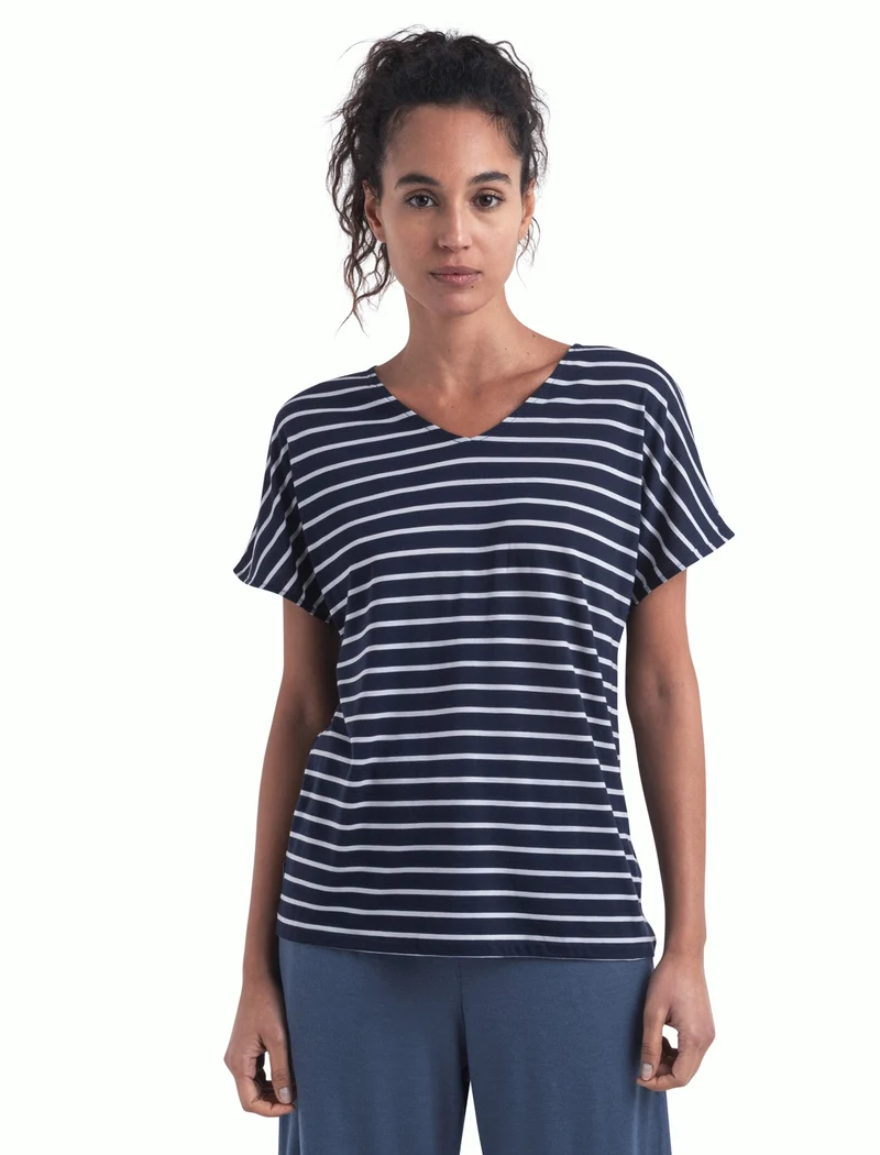 Women Merino Blend Drayden Reversible SS Top Stripe