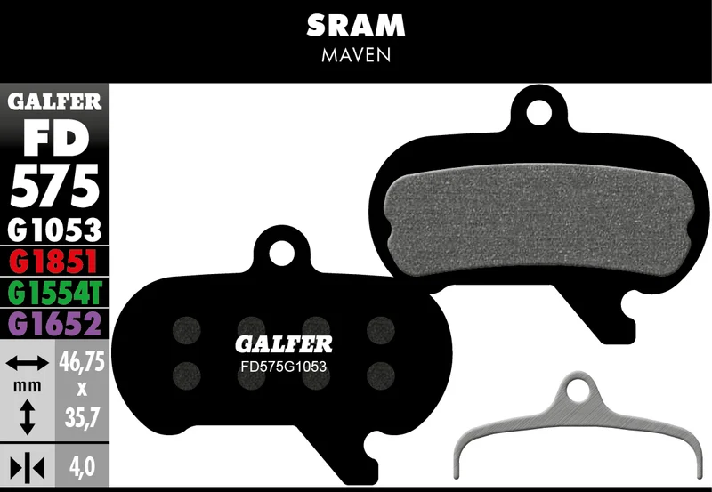 Galfer Bremsbelag Performance SRAM Maven 46,75 x 35,7 x 4 mm 1 Paar schwarz