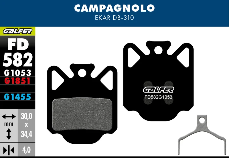 Galfer Bremsbelag Road Campagnolo Ekar DB-310 30 x 34,4 x 4 mm 1 Paar schwarz