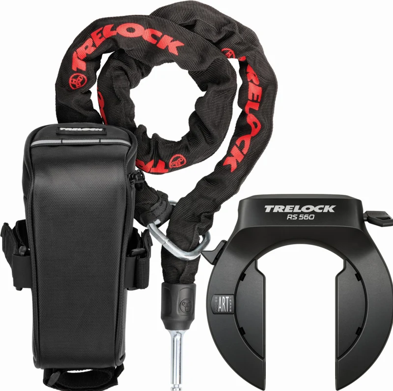 Trelock RS 560 NAZ Standard + ZR 355 100/6 inkl. Einsteckkette + Satteltasche Rahmenschloss schwarz