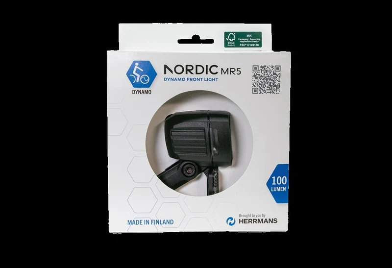Herrmans Nordic MR5 E,sw,6-12V, 40 Lux,mit Halter LED-E-Bike-Scheinwerfer HERRMANS