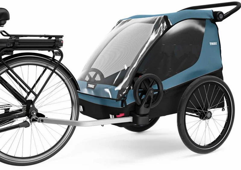Ausstellungsstück - Thule Courier Fahrradanhänger inkl. Buggy-Kits bis zu zwei Kinder aegean blue