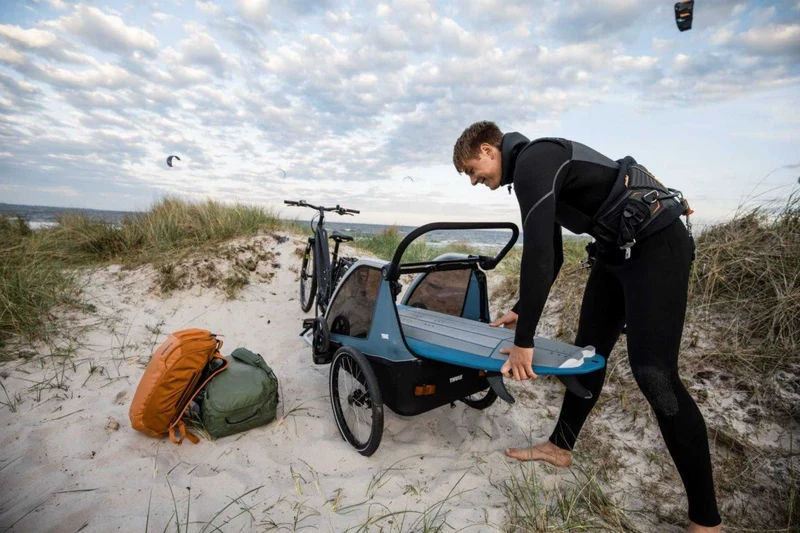 Ausstellungsstück - Thule Courier Fahrradanhänger inkl. Buggy-Kits bis zu zwei Kinder aegean blue