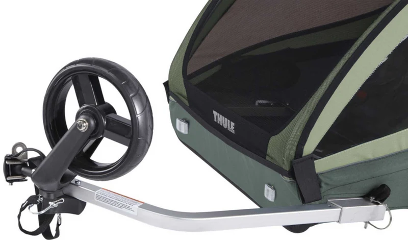 Ausstellungsstück - Thule Coaster XT Fahrradanhänger-Set mit Buggy-Set für zwei Kinder basil green