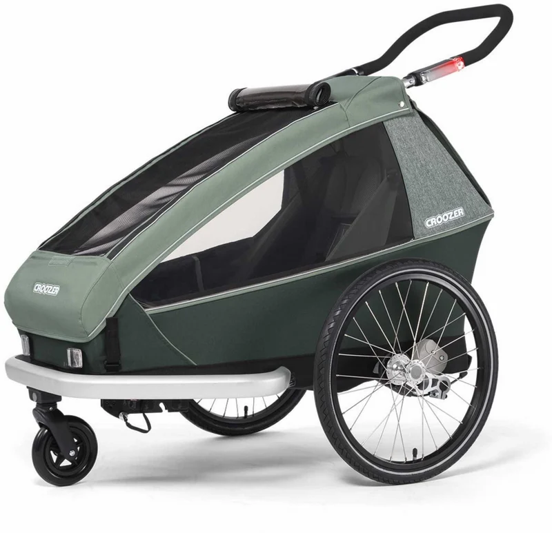 Ausstellungsstück - Croozer Kid Vaaya 1 + Sensor-Licht Fahrradanhänger jungle green