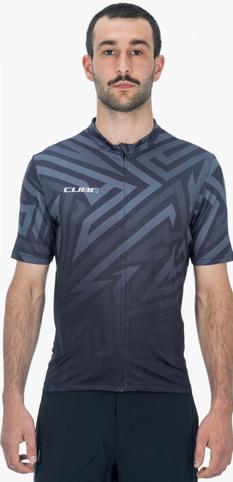 Cube ATX Trikot Full Zip CMPT Kurzarm black´n´grey