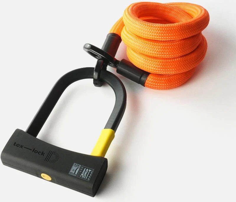 Texlock Bügelschloss mit Textilseil eyelet 160 D-lock L acid orange