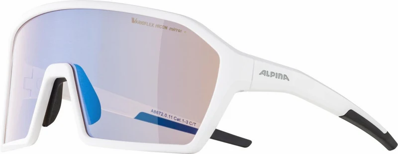 Alpina Ram Q-Lite V Sportbrille white matt/varioflexmirror+ blue