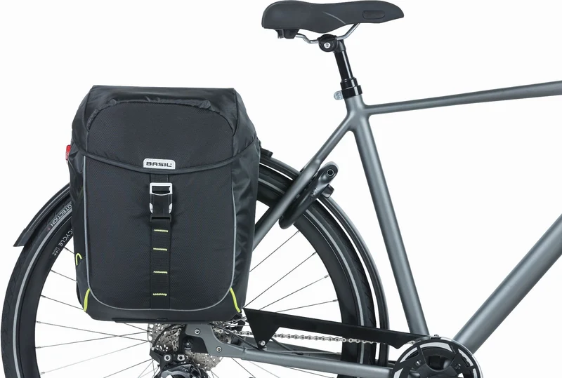 Basil Miles Mik Hinterradtasche black lime 34 L