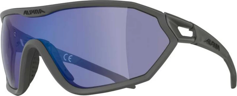 Alpina S-Way V Sportbrille moon-grey matt/varioflexmirror+ blue