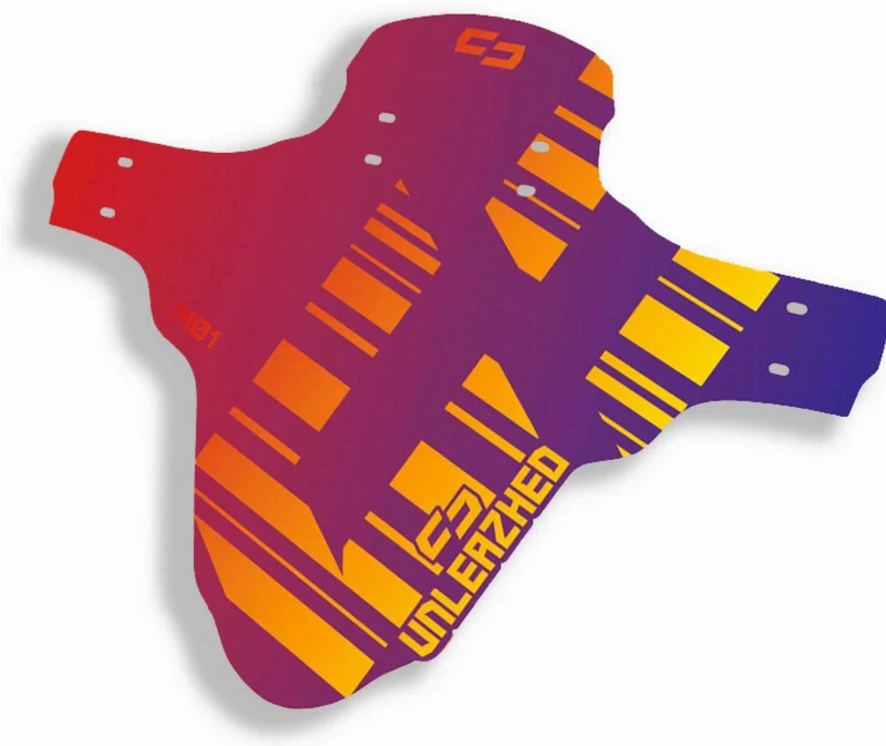 Unleazhed M01 Mudguard unsplash 1 pcs, 4 cable ties flip flop red-blue/red-gold