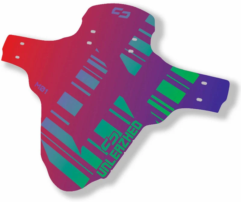 Unleazhed M01 Mudguard unsplash 1 pcs, 4 cable ties flip flop red-blue/green-violett