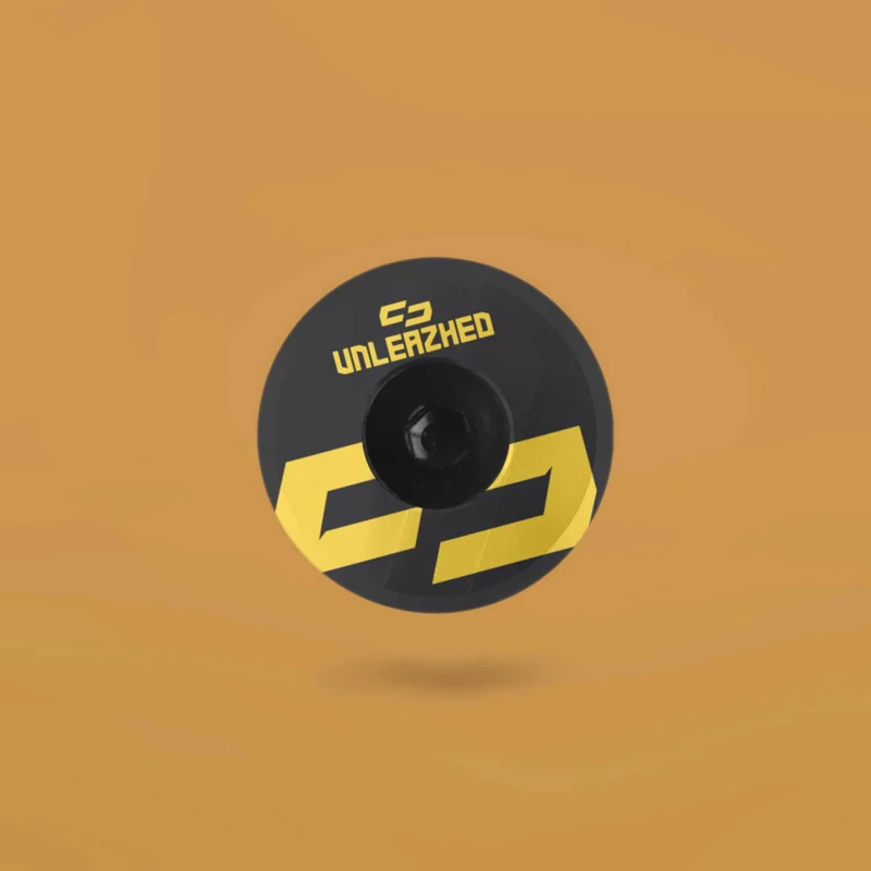 Unleazhed AL01 Top Cap Aluminium Logo Skin 1 pcs, 1 aluminium screw M6 yellow