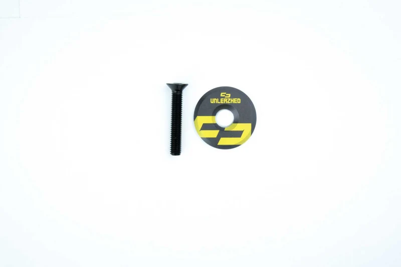 Unleazhed AL01 Top Cap Aluminium Logo Skin 1 pcs, 1 aluminium screw M6 yellow