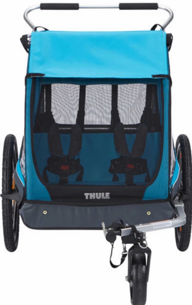 Thule Coaster XT Fahrradanhänger-Set mit Buggy-Set für zwei Kinder blue